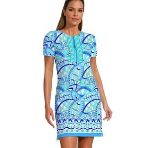 NEW Rezobay Valencia Aqua Green Short Sleeve Jersey Dress Large Resort